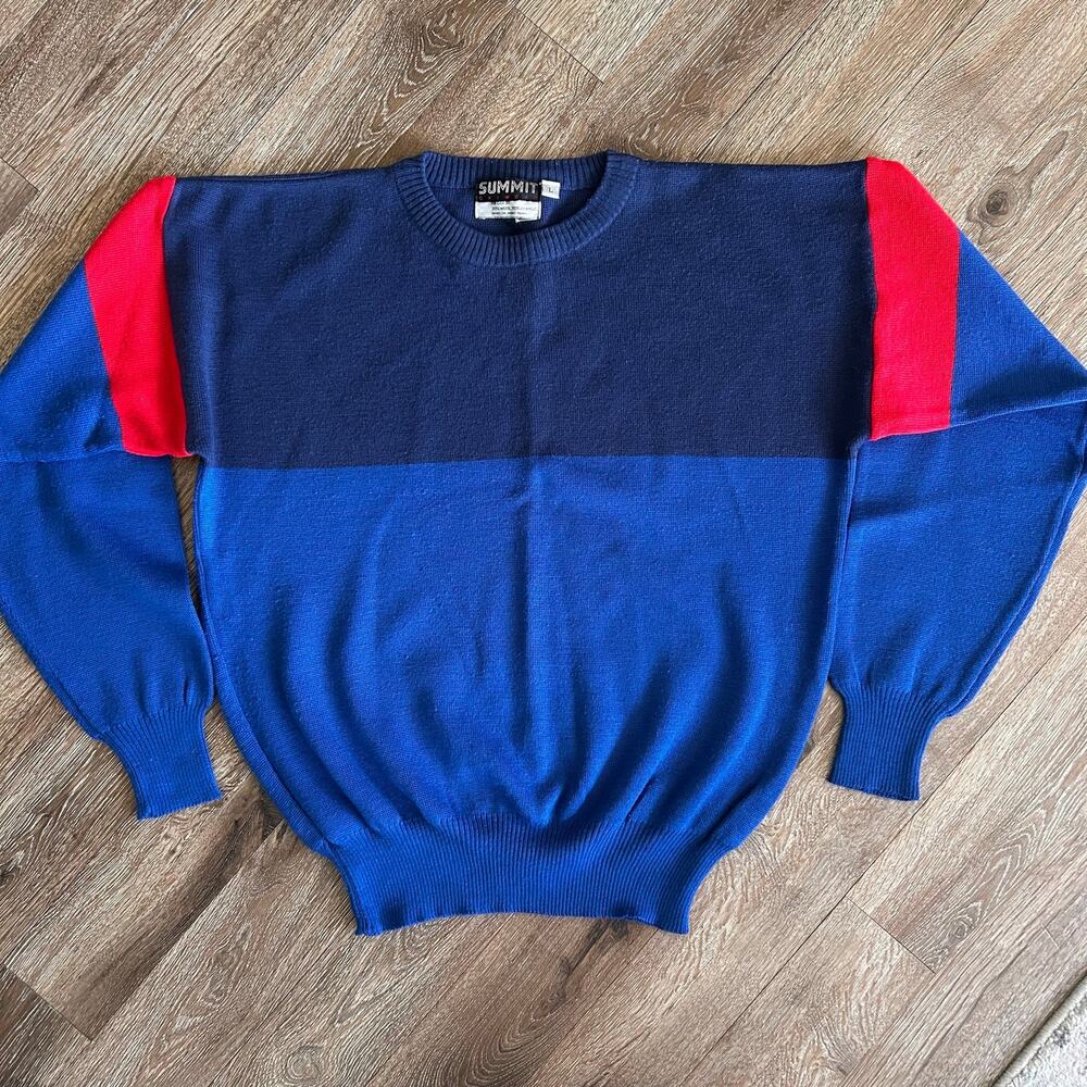 Vintage Retro Ski Sweater Summit Color Block Wool Blend 90s Country Ski Style”